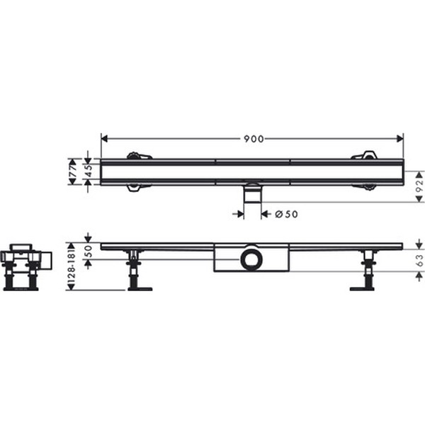 Hansgrohe RainDrain Compact Komplettset Duschrinne 900 für Standardinstallation Edelstahl gebürstet