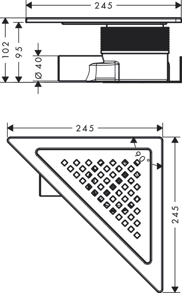 Hansgrohe RainDrain Corner Komplettset Punktablauf 240/240 Edelstahl gebürstet