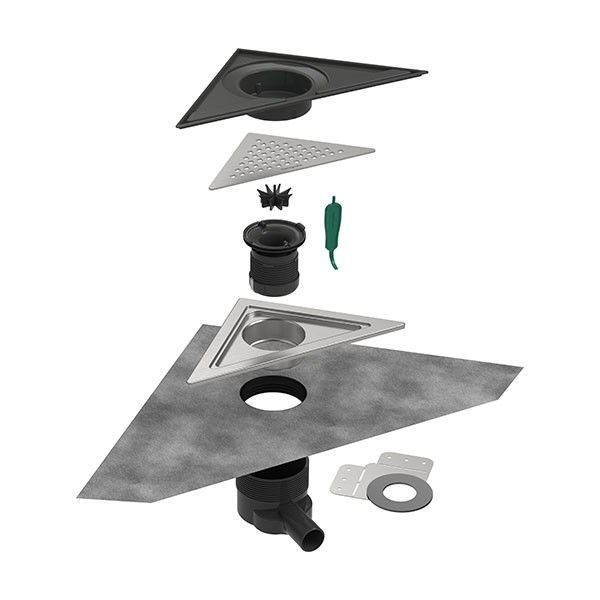 Hansgrohe RainDrain Corner Komplettset Punktablauf 240/240 Edelstahl gebürstet