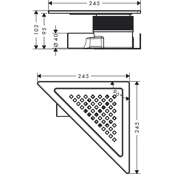 Hansgrohe RainDrain Corner Komplettset Punktablauf 240/240 Edelstahl gebürstet