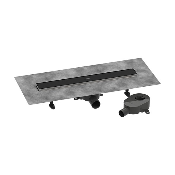 Hansgrohe RainDrain Go Komplettset Duschrinne 600 rückseitig befliesbar für Standard-/flache Installation Mattschwarz