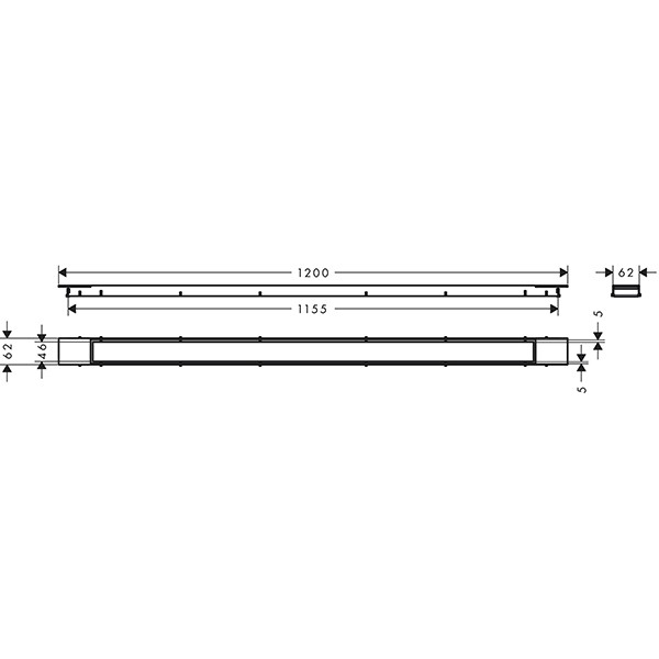 Hansgrohe RainDrain Match Plus Fertigset Duschrinne 1200 mit höhenverstellbarem Rahmen Mattschwarz