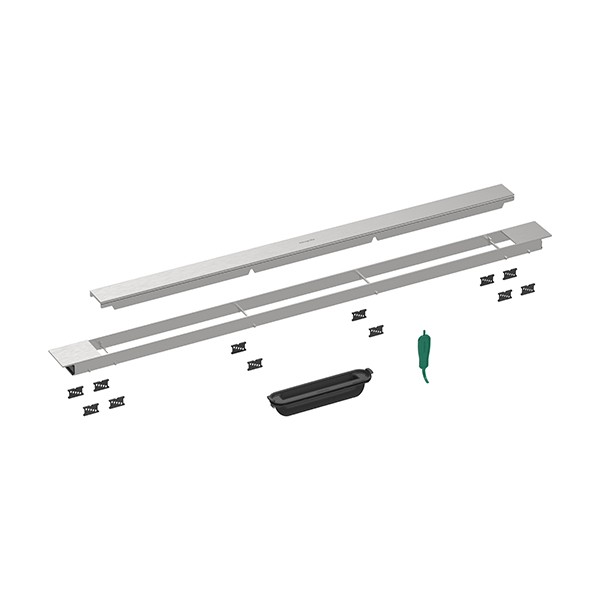 Hansgrohe RainDrain Match Plus Fertigset Duschrinne 800 mit höhenverstellbarem Rahmen Mattschwarz