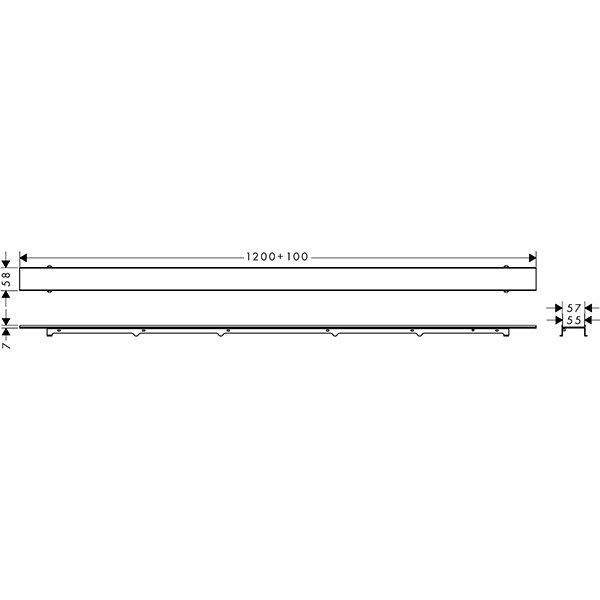 Hansgrohe RainDrain Rock Duschrinne 1200 mm kürzbar und befliesbar