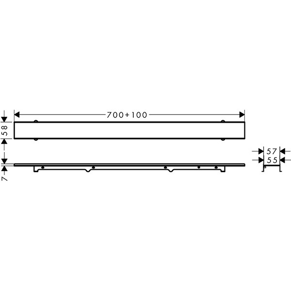 Hansgrohe RainDrain Rock Duschrinne 700 mm kürzbar und befliesbar
