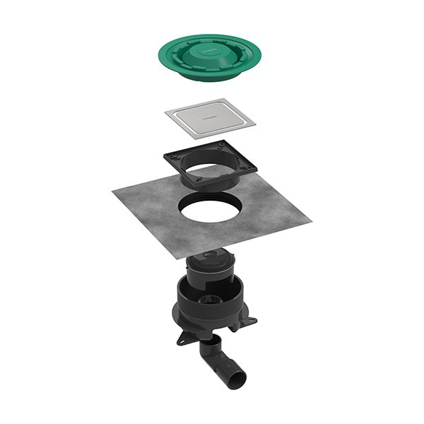 Hansgrohe RainDrain Spot Plus Komplettset Punktablauf 150/150 mit höhenverstellbarem Rahmen Edelstahl gebürstet