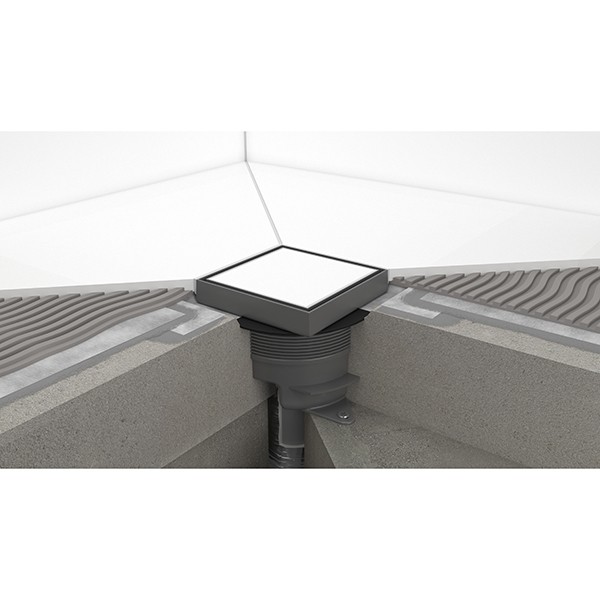 Hansgrohe RainDrain Spot Plus Komplettset Punktablauf 150/150 mit höhenverstellbarem Rahmen und rückseitig befliesbar Edelstahl gebürstet