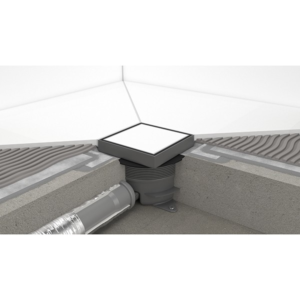 Hansgrohe RainDrain Spot Plus Komplettset Punktablauf 150/150 mit höhenverstellbarem Rahmen und rückseitig befliesbar Edelstahl gebürstet