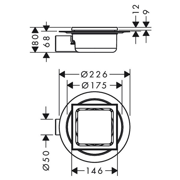 Hansgrohe RainDrain Spot Punktablauf 150 x 150 mm Rost BST