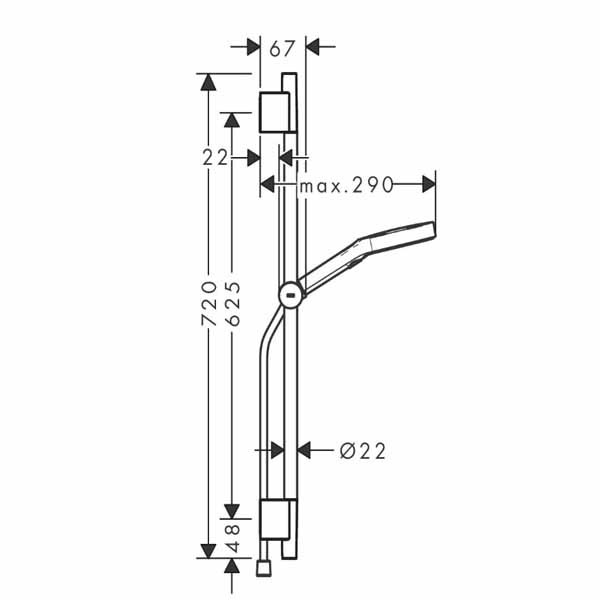 Hansgrohe Rainfinity Brauseset 130 3jet EcoSmart mit Brausestange S Puro 65 cm, Push-Handbrausehalterung und Designflex Textilbrauseschlauch 160 cm Brushed Bronze
