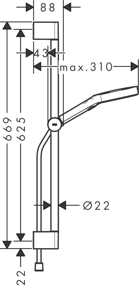 Hansgrohe Rainfinity Brauseset 130 3jet mit Brausestange S Puro 65 cm, Push-Handbrausehalterung und Designflex Textilbrauseschlauch 160 cm Mattweiß