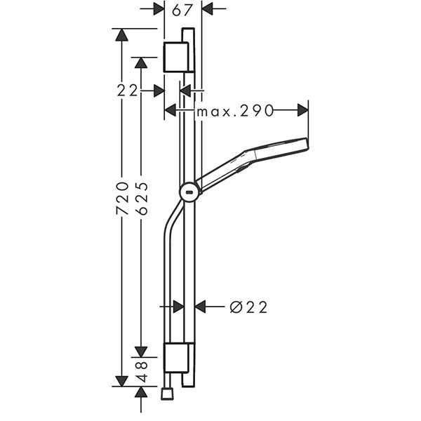 Hansgrohe Rainfinity Brauseset 130 3jet mit Brausestange S Puro 65 cm, Push-Handbrausehalterung und Designflex Textilbrauseschlauch 160 cm Mattweiß