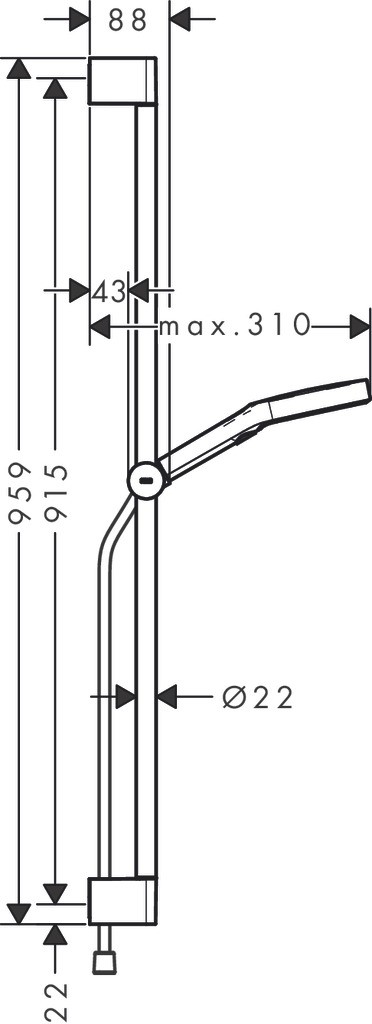 Hansgrohe Rainfinity Brauseset 130 3jet mit Brausestange S Puro 90 cm, Push-Handbrausehalterung und Designflex Textilbrauseschlauch 160 cm Mattschwarz