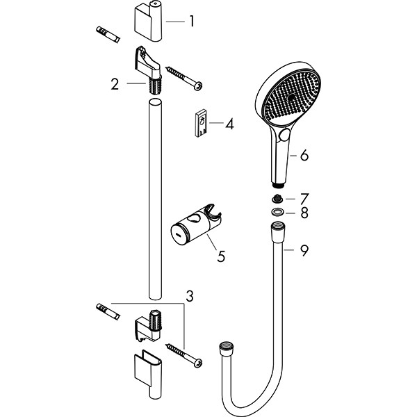Hansgrohe Rainfinity Brauseset 130 3jet mit Brausestange S Puro 90 cm, Push-Handbrausehalterung und Designflex Textilbrauseschlauch 160 cm Mattweiß