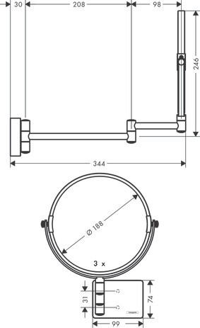 Hansgrohe Rasierspiegel AddStoris brushed bronze 