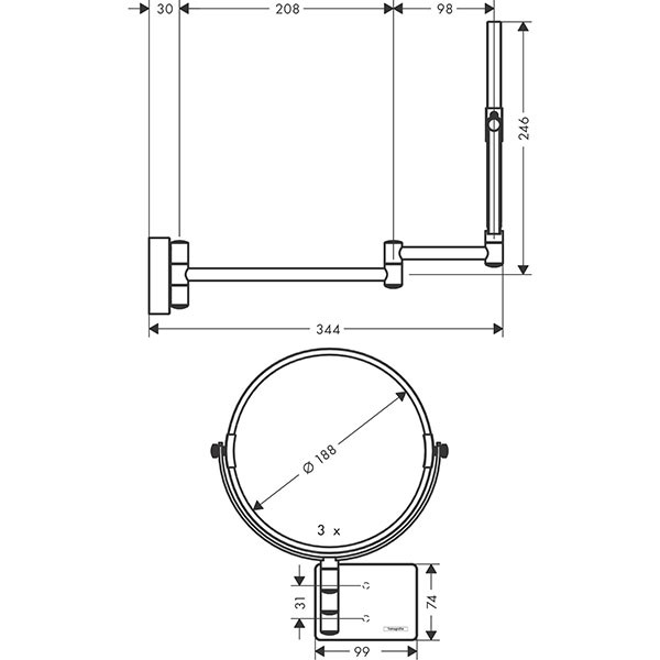 Hansgrohe Rasierspiegel AddStoris chrom 