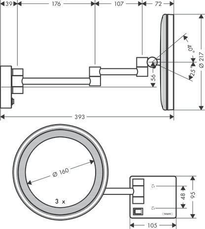 Hansgrohe Rasierspiegel AddStoris chrom mit LED Licht