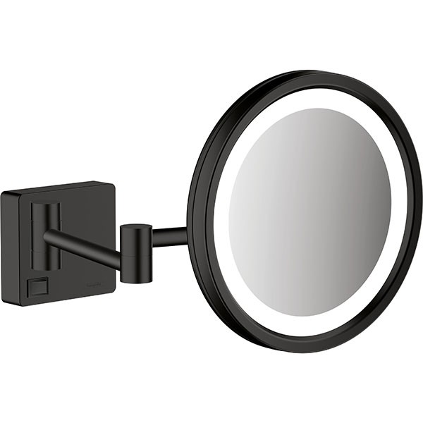 Hansgrohe Rasierspiegel AddStoris mattschwarz mit LED Licht