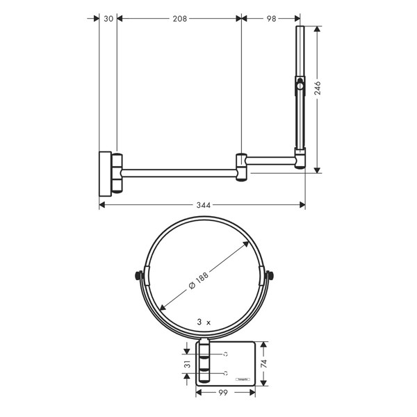 HG Rasierspiegel AddStoris mattweiss  
