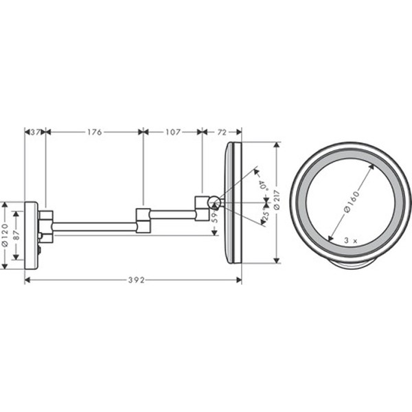 Hansgrohe Rasierspiegel Logis Universal chrom mit LED Licht