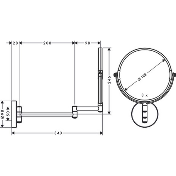 Hansgrohe Rasierspiegel Logis Universal chrom ohne Licht