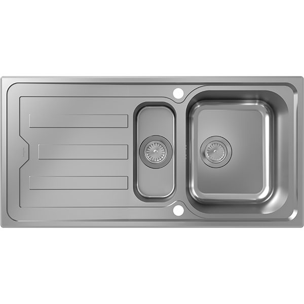 Hansgrohe S44 S440-A517 100 Einbauspüle 342/145 mit Abtropffläche und automatischer Ablaufgarnitur Edelstahl