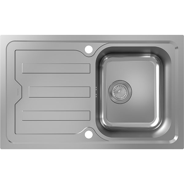 Hansgrohe S44 S440-F342 79 Einbauspüle 342 mit Abtropffläche kurz und automatischer Ablaufgarnitur Edelstahl