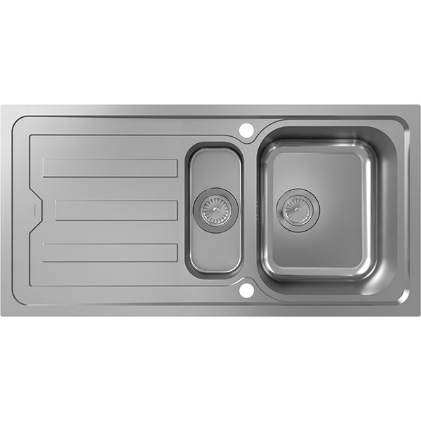 Hansgrohe S44 S440-F517 100 Einbauspüle 342/145 mit Abtropffläche und automatischer Ablaufgarnitur Edelstahl
