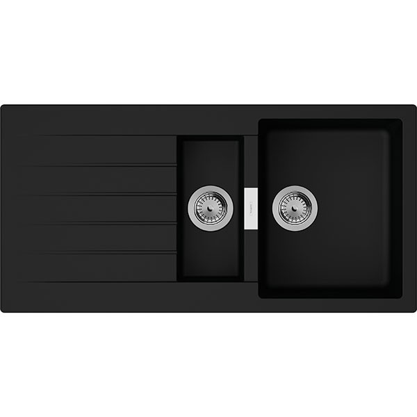 Hansgrohe S52 S520-F530 Einbauspüle mit automatischer Ablaufgarnitur Graphitschwarz