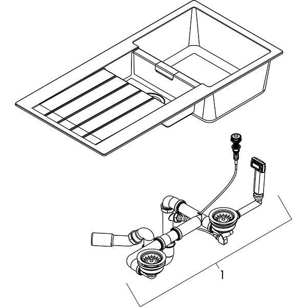 Hansgrohe S52 S520-F530 Einbauspüle mit automatischer Ablaufgarnitur Graphitschwarz