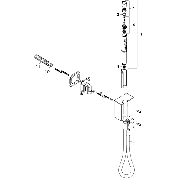 Hansgrohe Schlauchanschl.u.Brausenhalter Axor Edge chrom mit Stabhandbrause