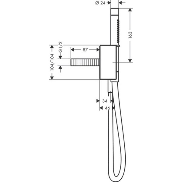 Hansgrohe Schlauchanschl.u.Brausenhalter Axor Edge Diamantschliff chrom m.Stabhandbr.