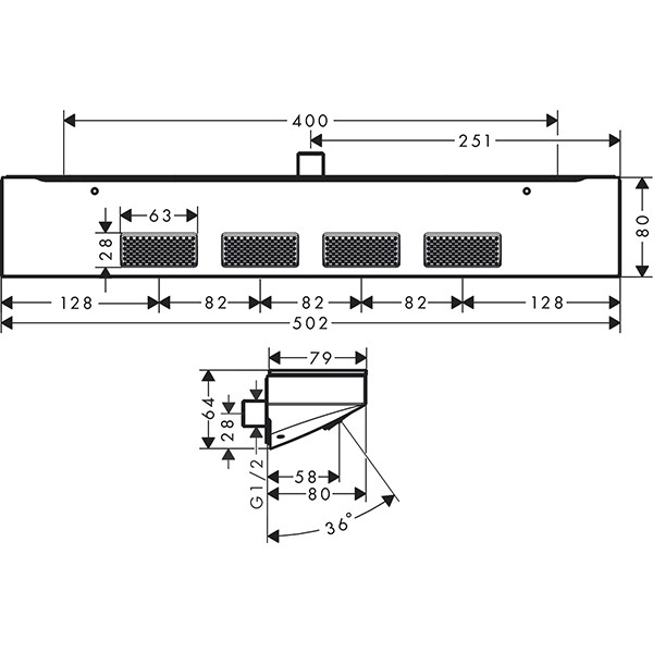 Hansgrohe Schulterbrause Rainfinity 500 1jet und Ablage mattweiss