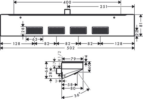 Hansgrohe Schulterbrause Rainfinity 500 1jet und Ablage mattweiss