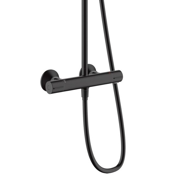 HG Showerpipe 200 1jet Vernis Blend mattschwarz mit Brausethermostat