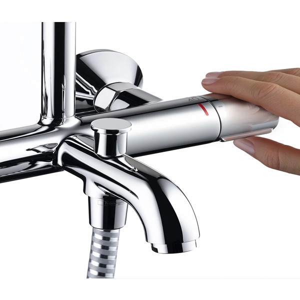 Hansgrohe Showerpipe 230 1jet Vernis Shape chrom mit Wannenthermostat