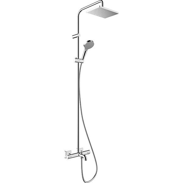Hansgrohe Showerpipe 230 1jet Vernis Shape EcoSmart chrom mit Wannenthermostat