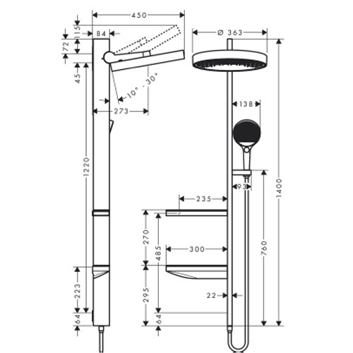 Hansgrohe Showerpipe 360 1jet Rainfinity chrom 