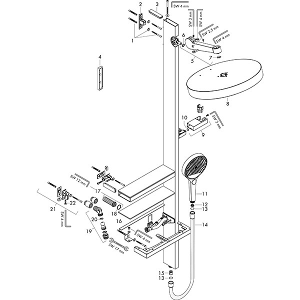 Hansgrohe Showerpipe 360 1jet Rainfinity mattweiss