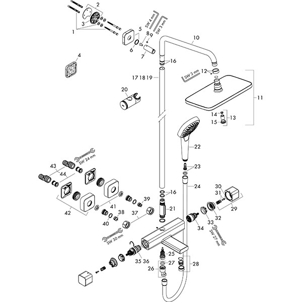 Hansgrohe Showerpipe Croma E 280 1jet chrom mit Wannenthermostat