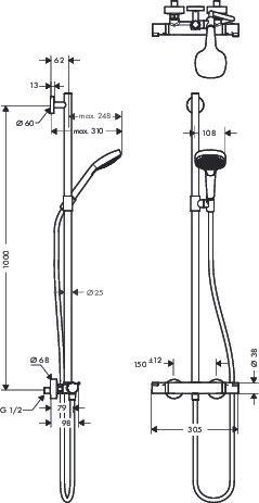 Hansgrohe Showerpipe Croma Select E Multi SemiPipe weiss/chrom