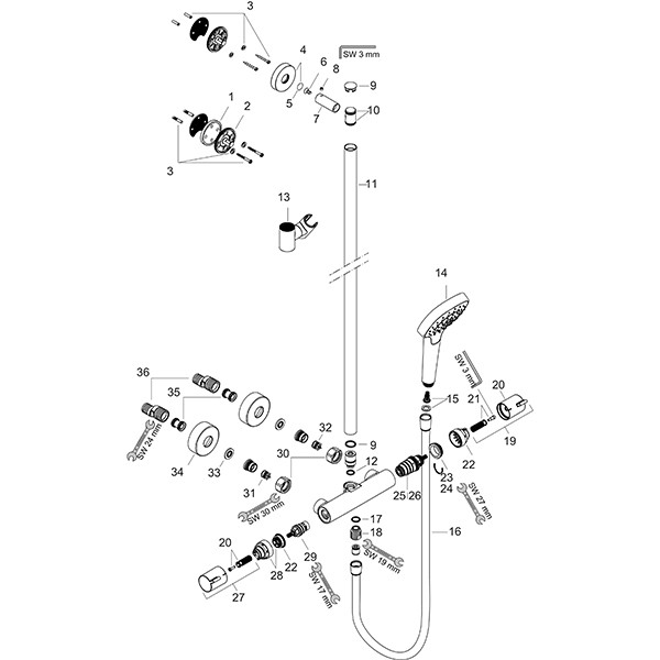 Hansgrohe Showerpipe Croma Select E Multi SemiPipe weiss/chrom