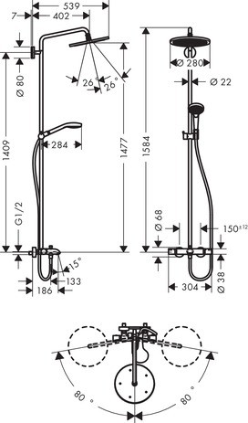 Hansgrohe Showerpipe Croma Select S 280 Wanne chrom