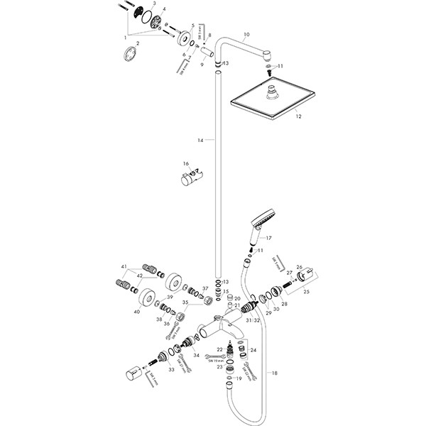 Hansgrohe Showerpipe Crometta E 240 für Wanne chrom mit Thermostat