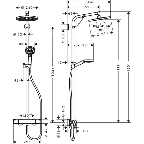 Hansgrohe Showerpipe Crometta S 240 EcoSmart chrom