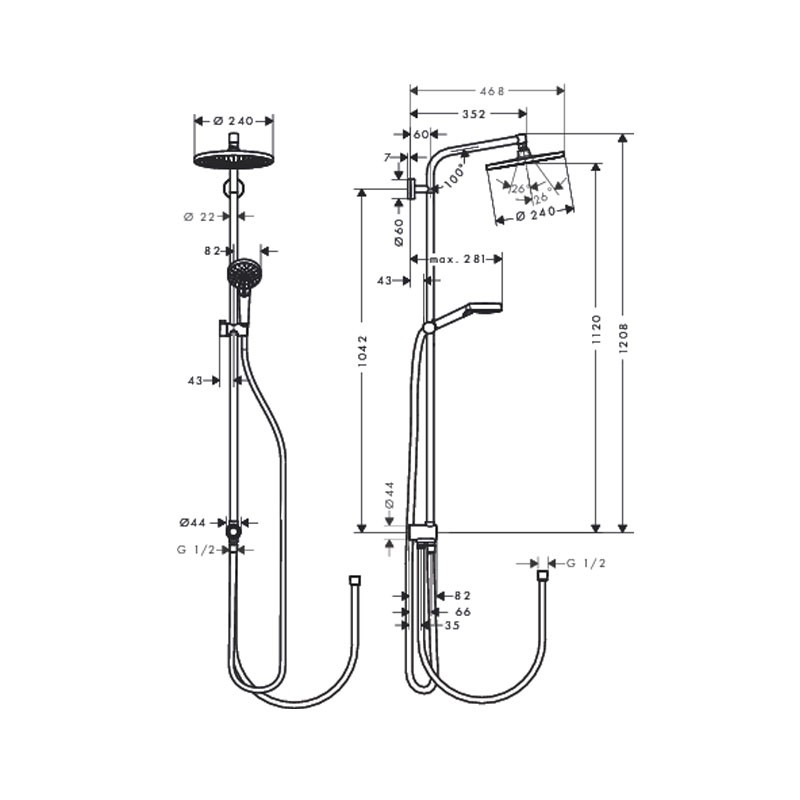 Hansgrohe Showerpipe Crometta S 240 Reno EcoSmart chrom