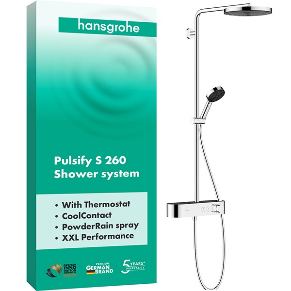 Hansgrohe Showerpipe Pulsify 260 1jet mit Brausethermostat Aufputz chrom