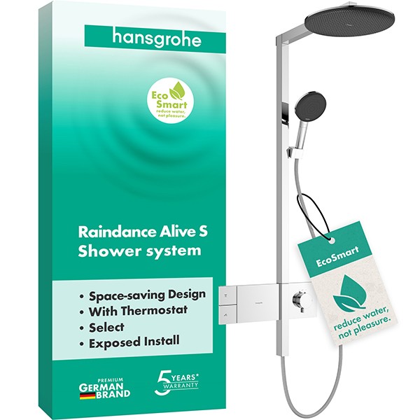 Hansgrohe Showerpipe Raindance Alive S  300 1jet EcoSmart mit Thermostat chrom