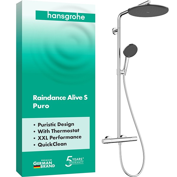Hansgrohe Showerpipe Raindance Alive S Puro  300 1jet mit Ecostat Element chrom