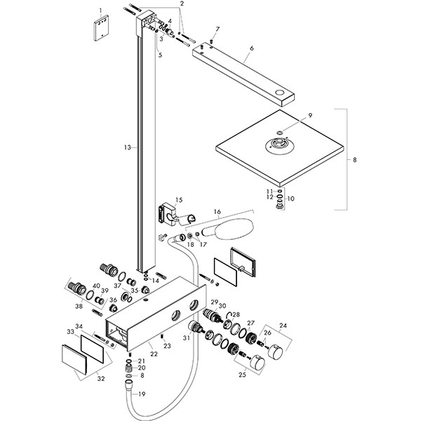 Hansgrohe Showerpipe Raindance E 300 1jet 350 ST EcoSmart 9 l/min chrom